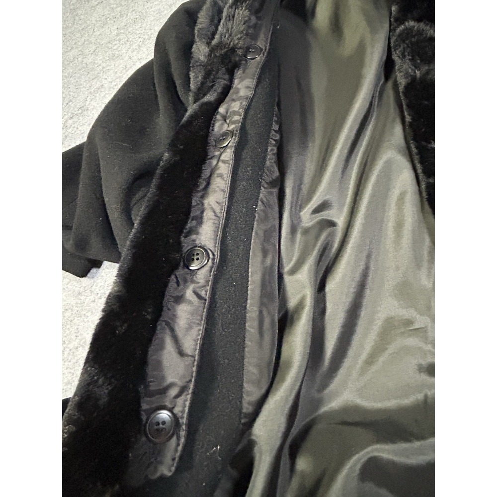 VTG Cache d'Or (Mansfield) Cashmere/Wool Coat Removable Faux Collar Glam L 12 - Picture 15 of 16